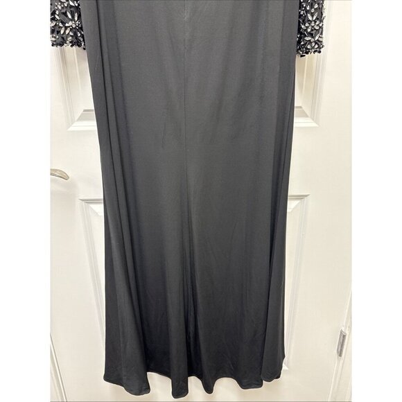 Mac Duggal Size 18 Black 55712 Beaded Cuff Long Sleeve Wrap Trumpet Gown Dress - Picture 12 of 13